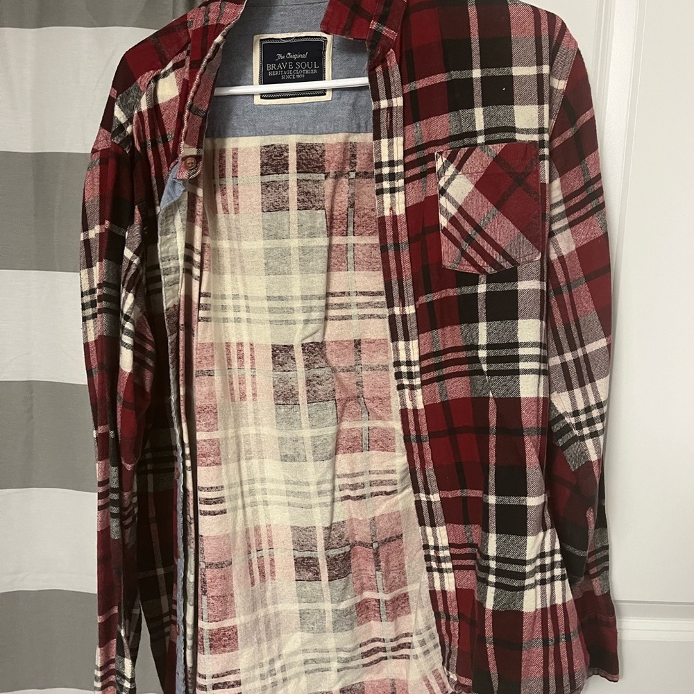 Brave Soul Men's Red Plaid Shirt